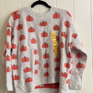 Vince Camuto Cream and Red Pumpkin Sweater